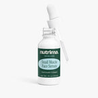 White bottle of Snail Mucin Face Serum with dropper, featuring a green label, by nutrima.