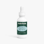 White dropper bottle of Snail Mucin Face Serum by nutrima, featuring a green label, on a clean background.
