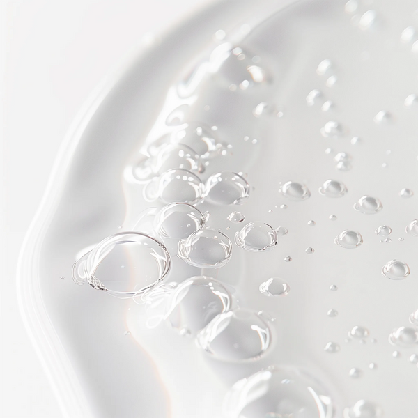 Close-up of clear water droplets creating a fresh look, highlighting Witch Hazel Pore Perfecting Toner by nutrima.